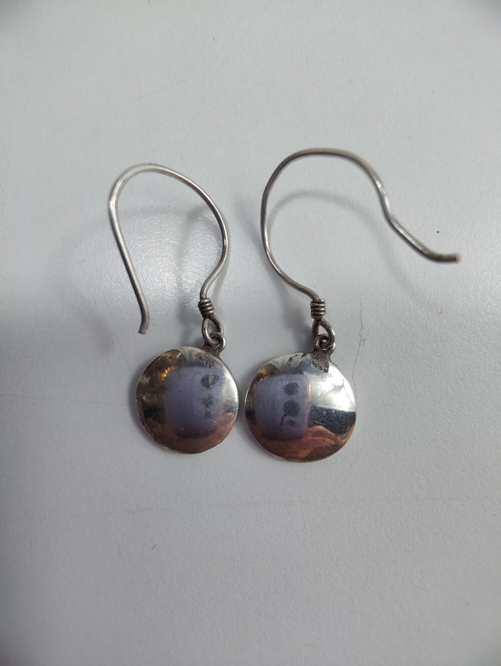 925 Sterling Silver Gold Plated Dot Disc Dangle Earrings Mixed Metal - Picture 12 of 12